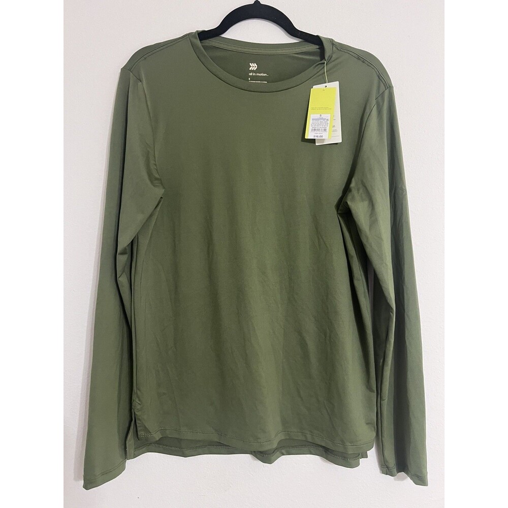 NEW All In Motion Men's Long Sleeve Performance T-Shirt Olive Green Size Small